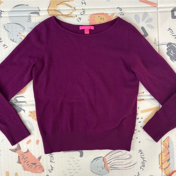 Lilly Pulitzer *PURPLE* Fairley Cashmere Cardigan Sweater Large - Picture 3 of 11